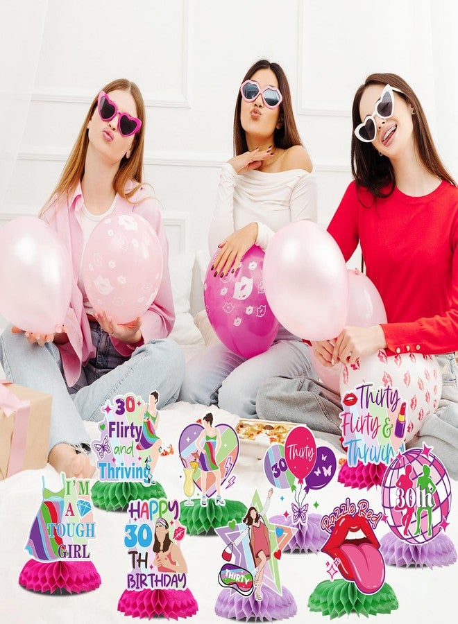 Aposwow Thirty Flirty and Thriving Decorations - 9PCS 30 Flirty and Thriving Honeycomb Centerpieces Birthday Table Decoration Talk 30 to Me Bday Decor for 30 Years Old Supplies - Image 5